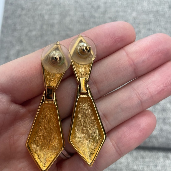 Vintage Christian Dior Black Enamel and Crystal Earrings - Picture 3 of 4